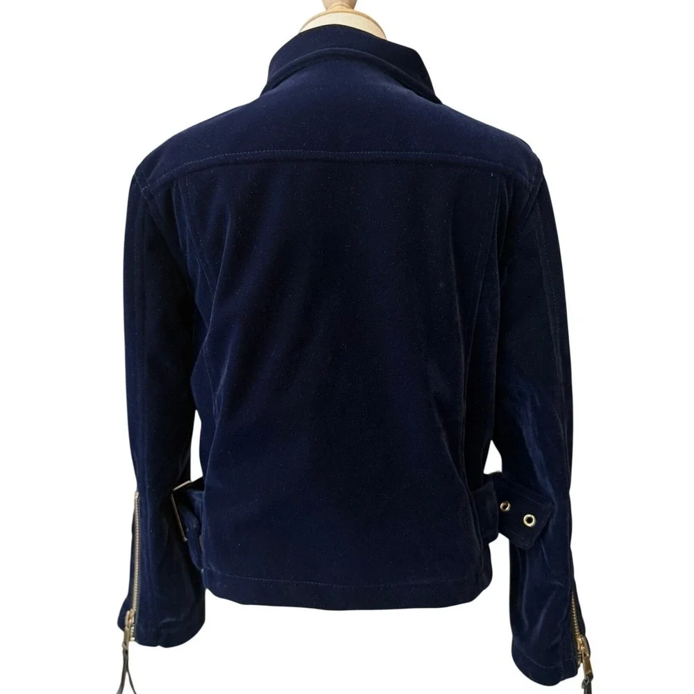 Lola + The Boys Navy Velvet Butterfly Moto Jacket‎ - Kids Size 4